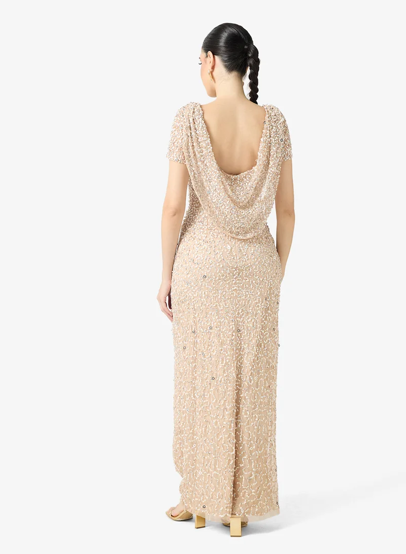 Namshi x Sequin Embellished Dress With Back Cowl